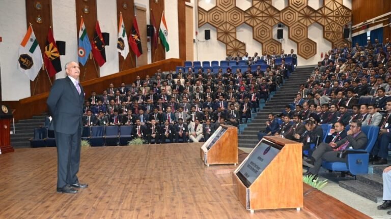 CNS Admiral R Hari Kumar addresses Future Leadership of Indian Armed Forces attending the 79 Staff Course at DSSC, Wellington